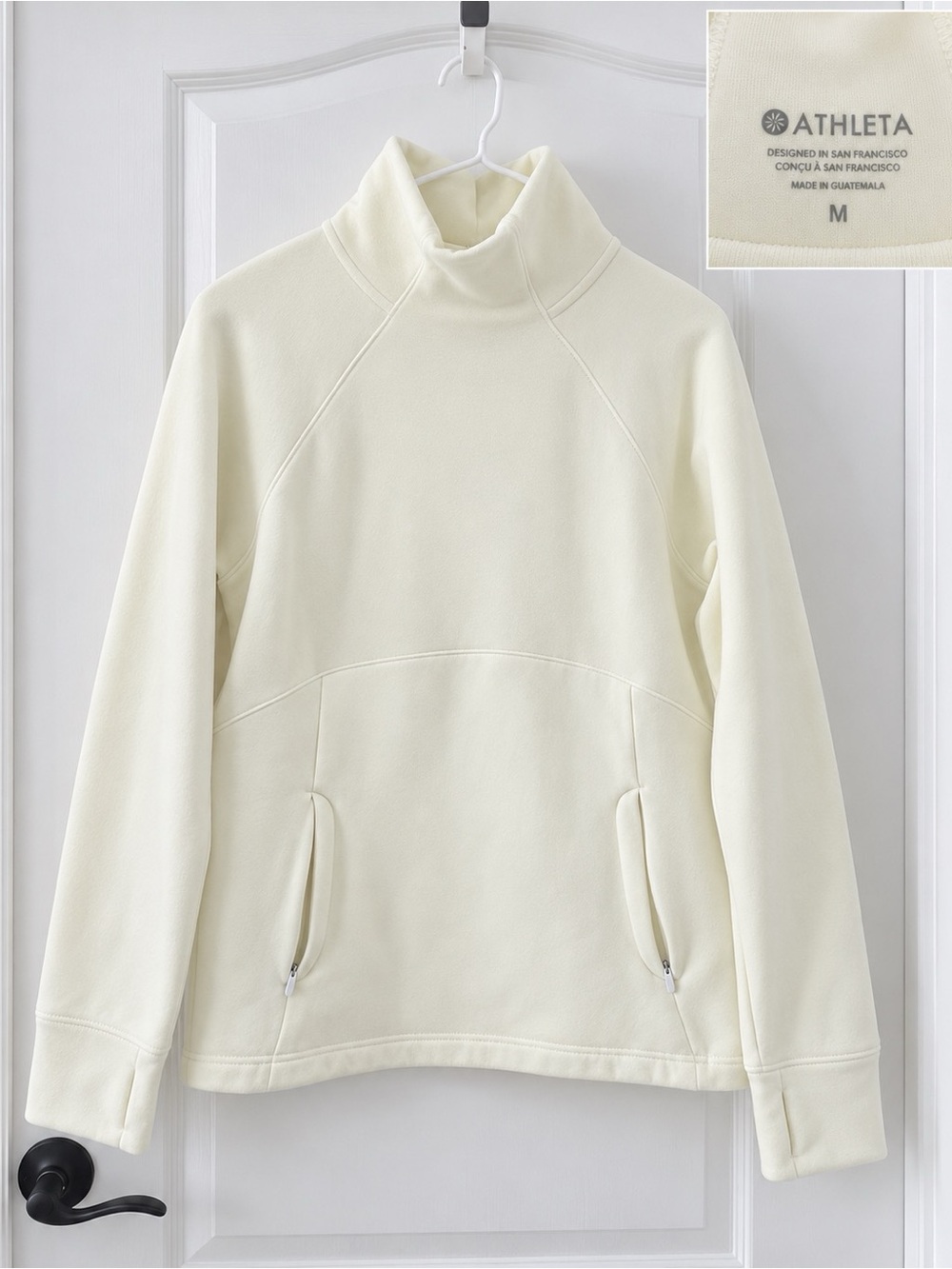 Athleta Altitude Polartec Funnel Neck Sweatshirt Ivory Size M